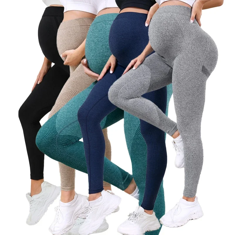 Maternity Wear - Leggings maternidade para mulheres, comprimento total,