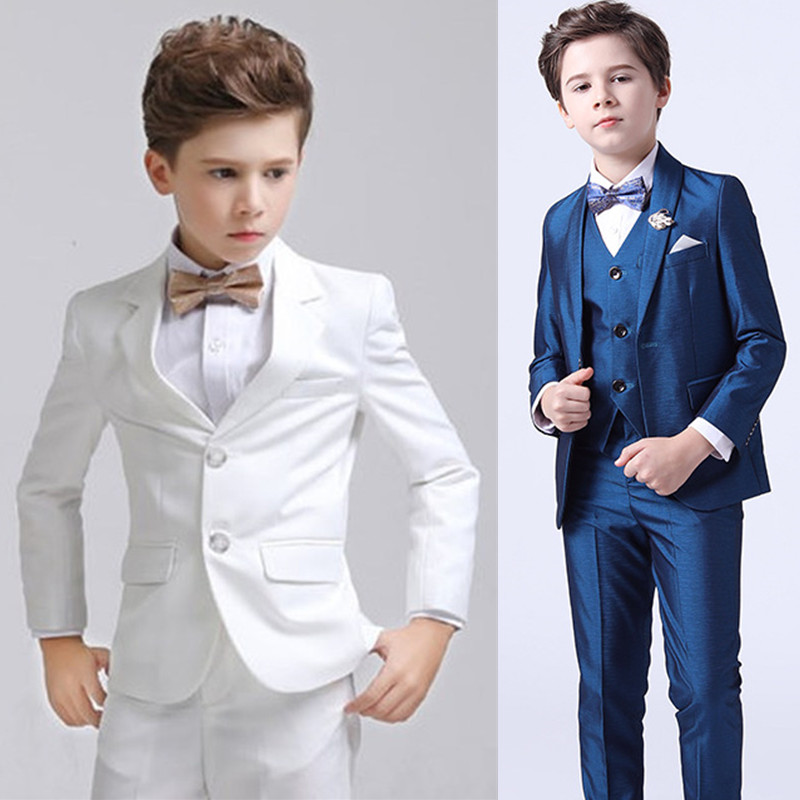 Baby Boy Suit Set Baptism - Crianças meninos branco blazer colete calças