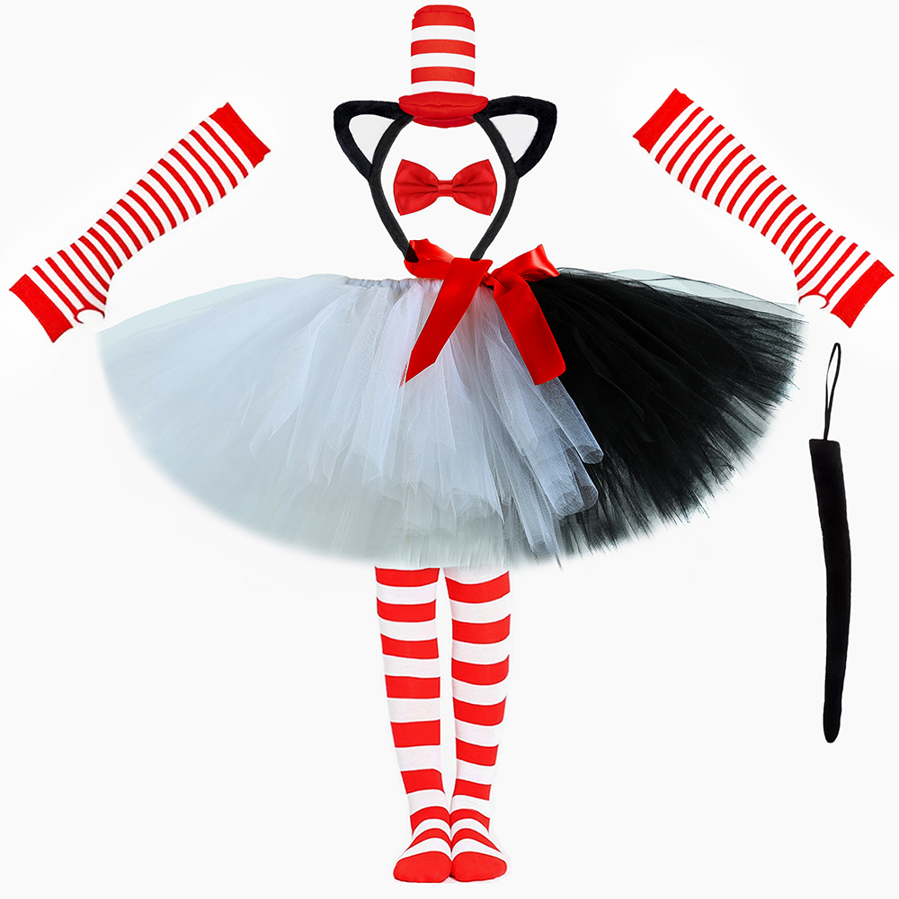 Toddler Girl Tulle Party Dress - Saia Tutu Preta e Branca para