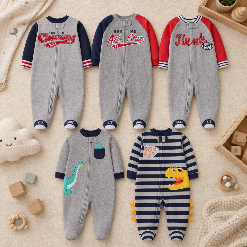Cotton Baby Onesies Zipper - Macacão de Algodão Dupla Face para