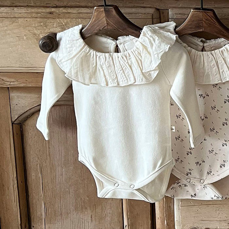 Macacão de gola de renda de ma - Newborn Baby Girl Romper Floral avaliação e preço