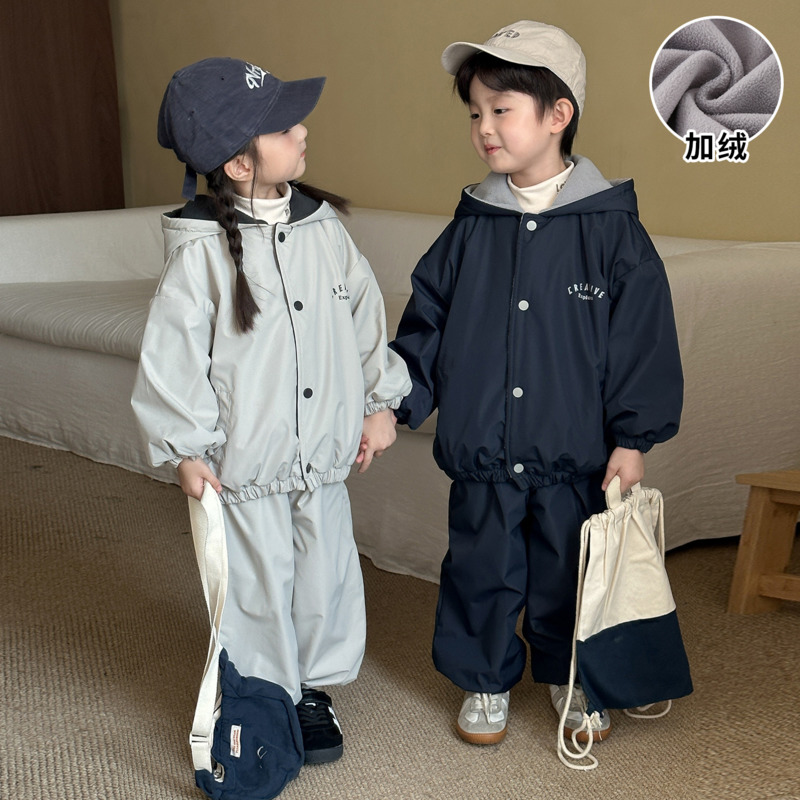 Conjunto de 2 peças com capuz  - Toddler Boy Winter Fleece Jacket avaliação e preço