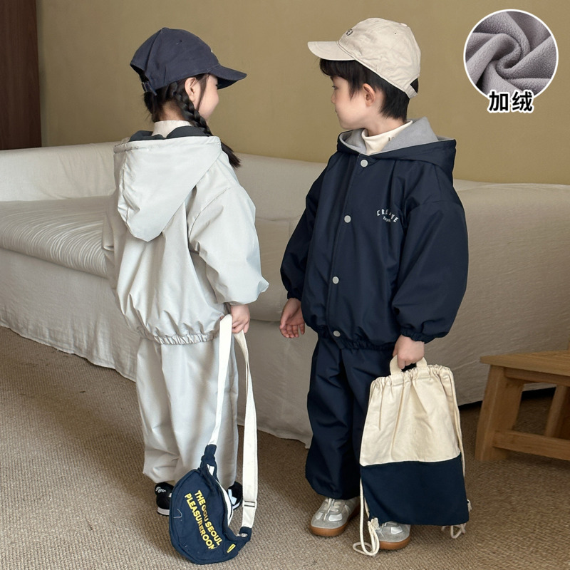 Conjunto de 2 peças com capuz  - Toddler Boy Winter Fleece Jacket avaliação e preço